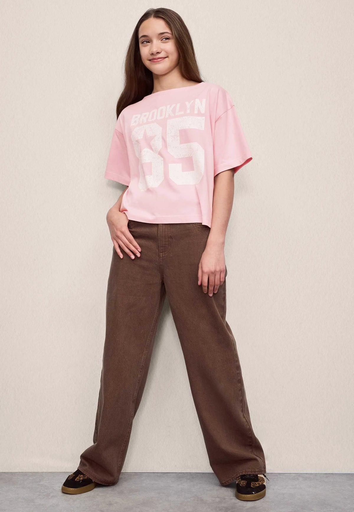 Older Girls Pale Pink Oversized 85 Brooklyn Top