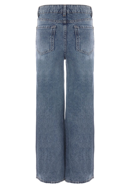 Older Girls Blue Ripped Wide Leg Jeans