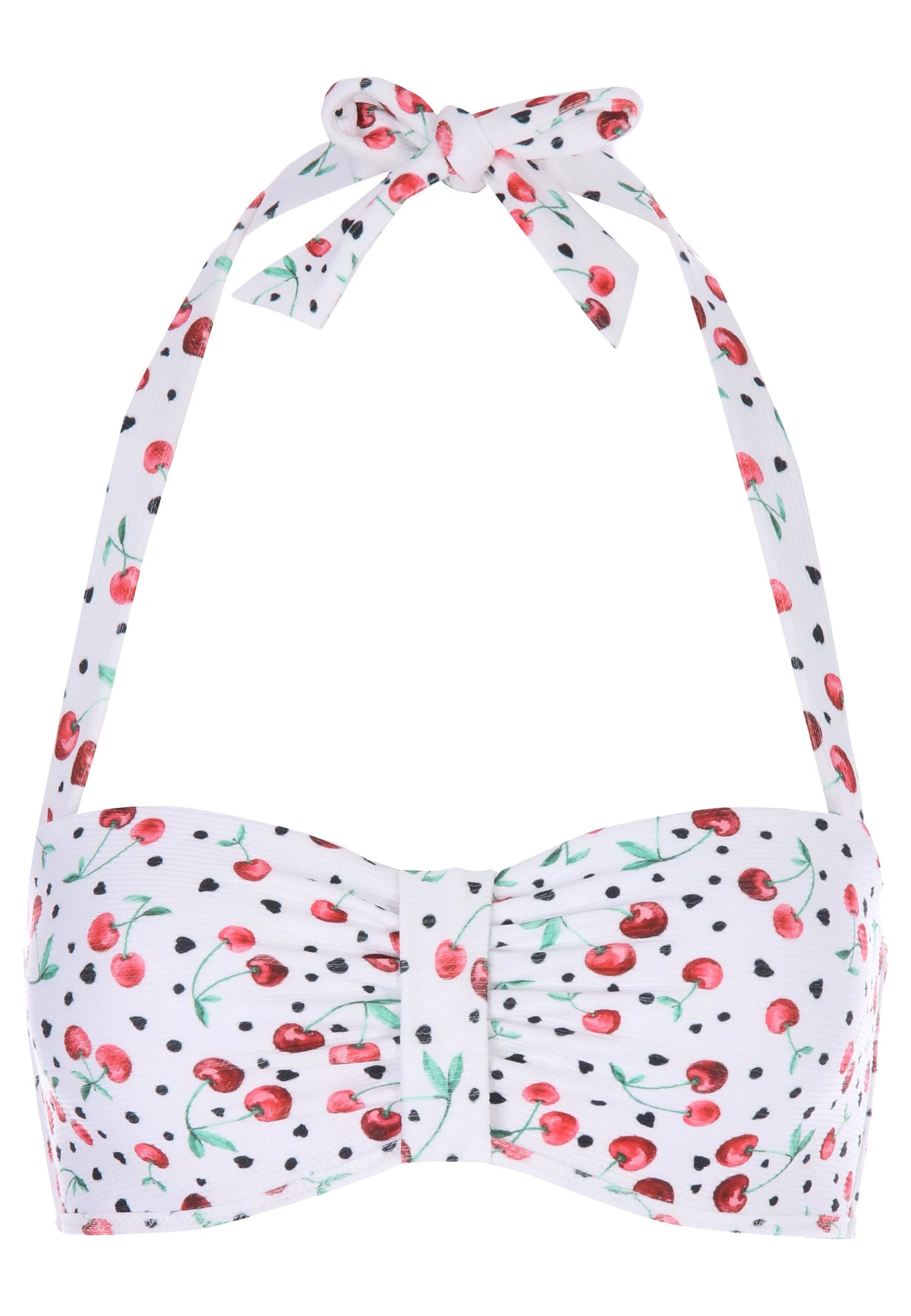 Womens White Cherry Print Bandeau Bikini Top