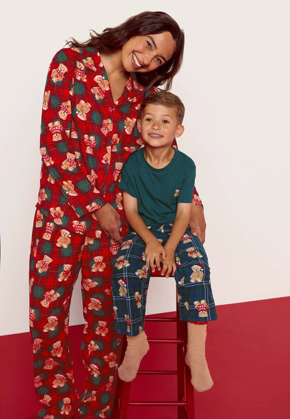 Boys Green Teddy Bear Family Pyjama Set