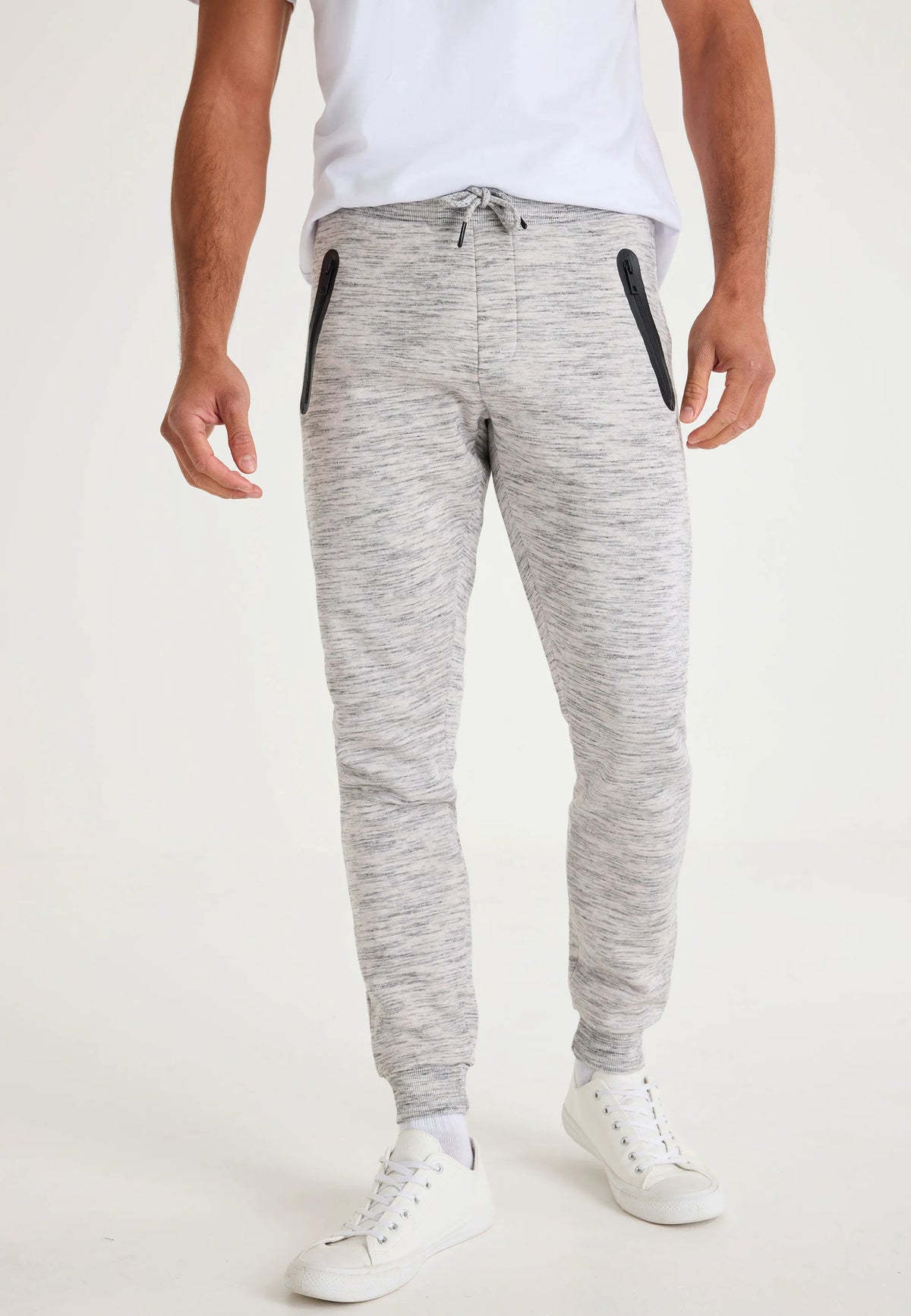 Mens Light Grey Textured Sports Joggers