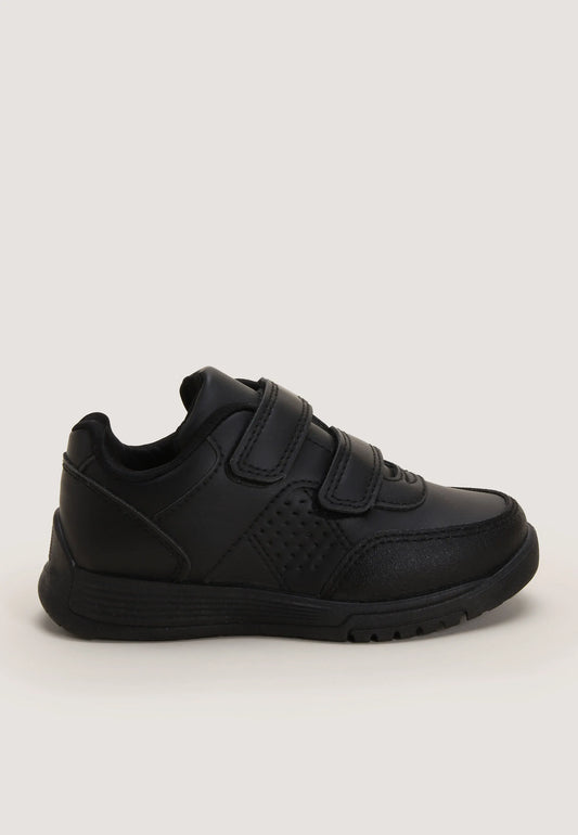 Younger Boys Black Hybrid Velcro Riptape Trainers