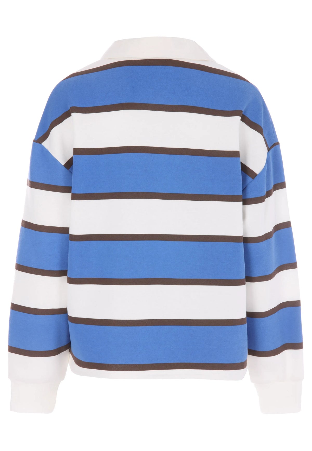 Womens Blue Stripe Collar Sweatshirt