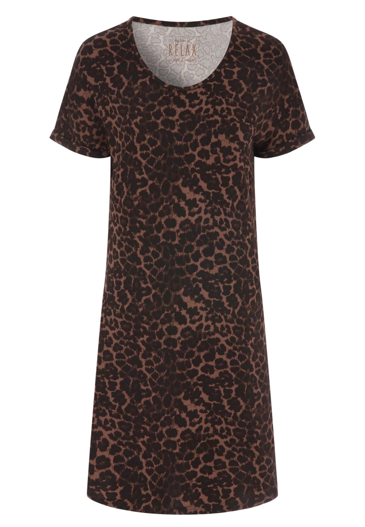 Womens Brown Leopard Print Soft Touch Nightdress