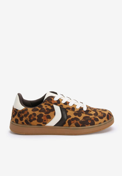 Womens Brown Leopard Print Retro Trainers