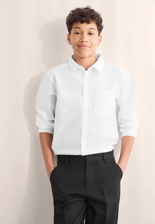 Older Boys White Long Sleeve School Shirt