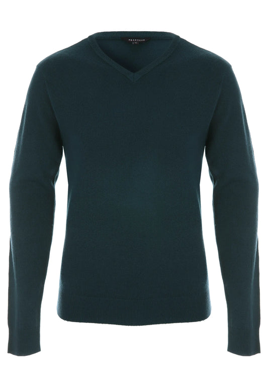 Mens Green Soft Touch V-Neck Jumper
