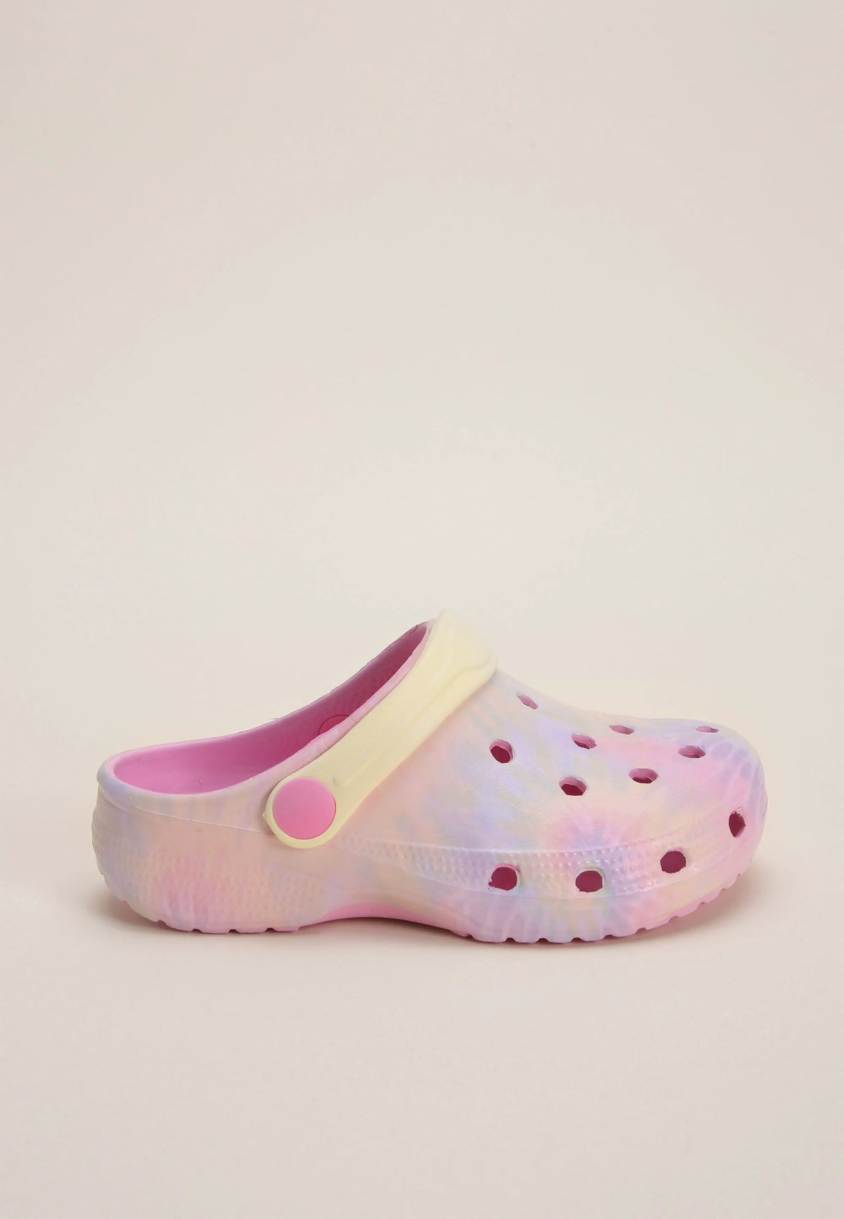 Younger Girls Pink Tie Dye Clog Sandals