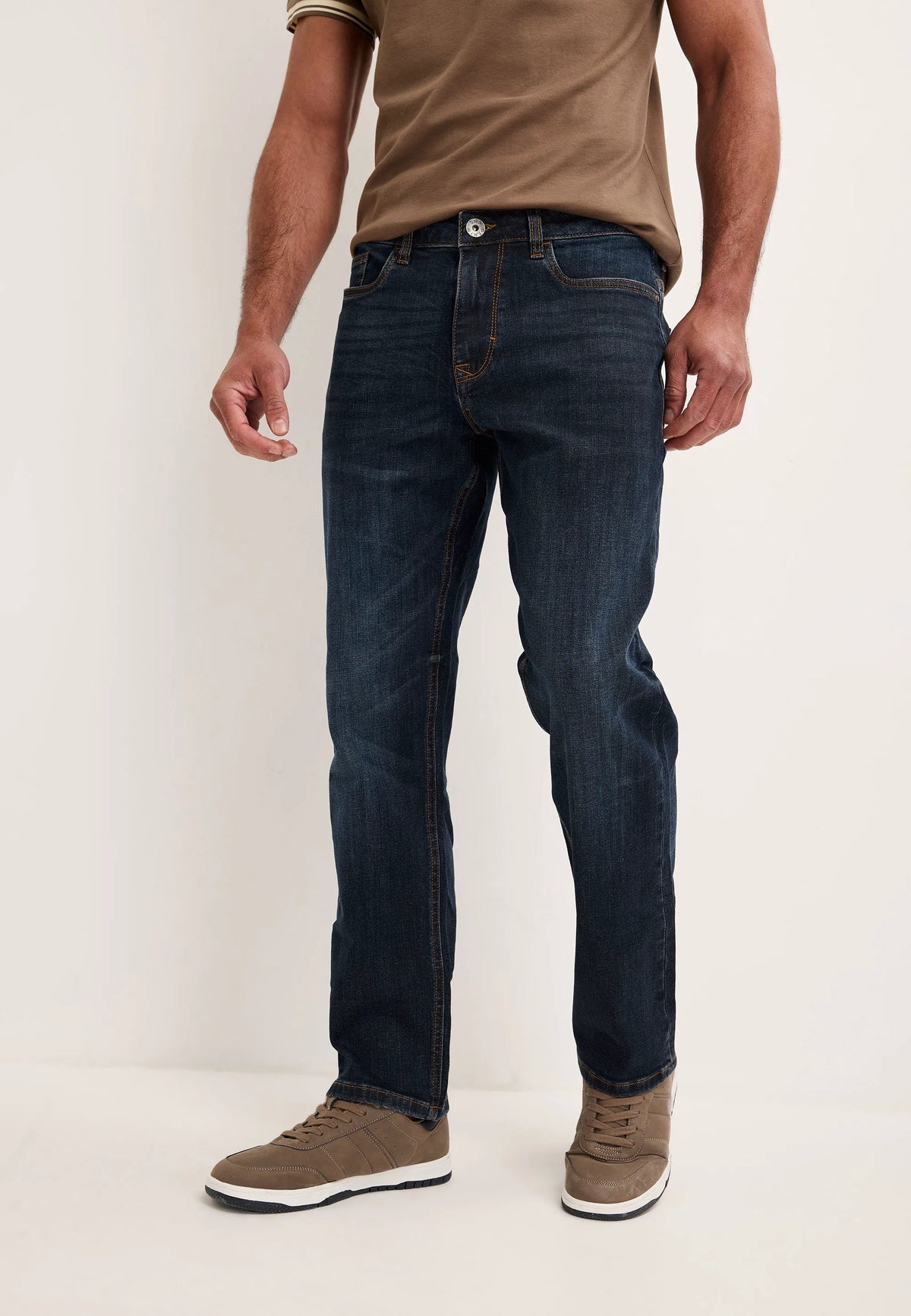 Mens Dark Blue Plain Ollie Straight Leg Jeans
