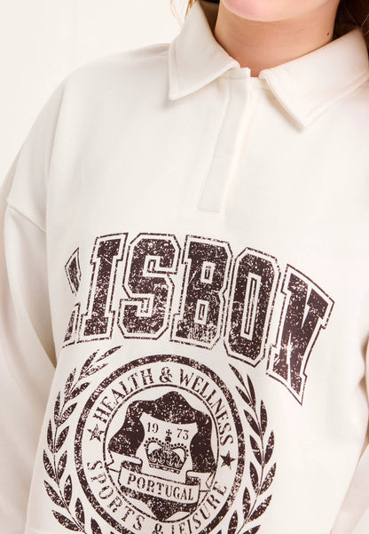 Older Girls Cream Rugby Sweatshirt Top