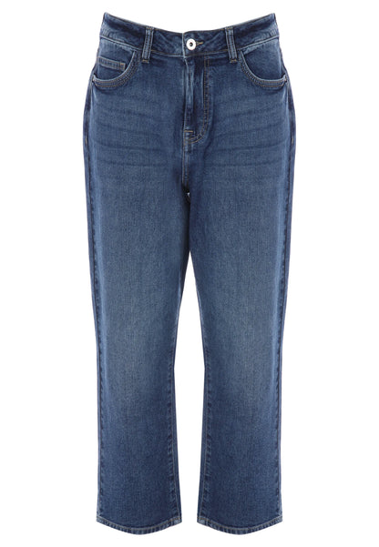 Womens Mid Blue Plain Mom Jeans