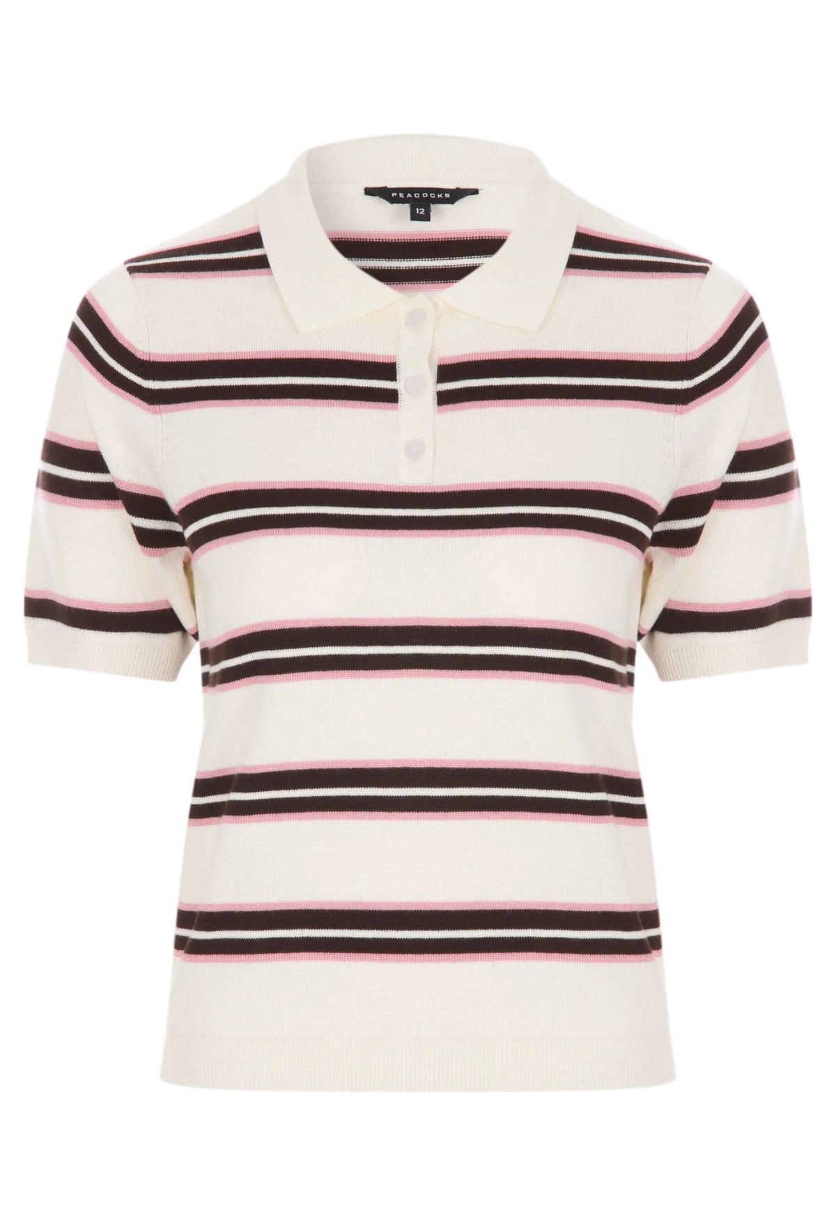 Womens Cream Stripe Collar Jumper