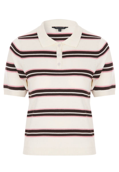 Womens Cream Stripe Collar Jumper