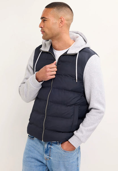 Mens Navy Gilet Hybrid Hooded Jacket