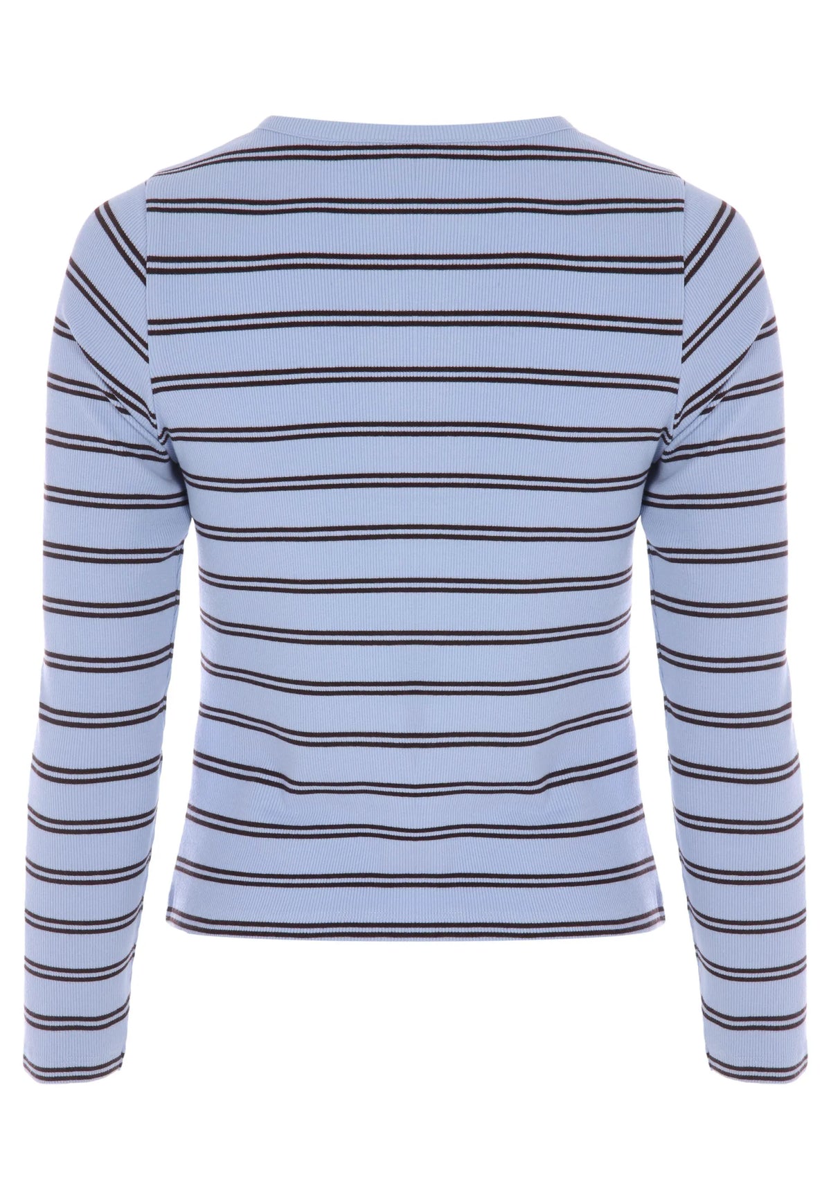 Womens Blue Stripe Button Front Top