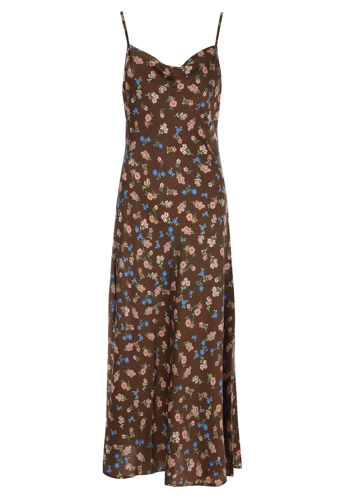 Womens Chocolate Brown Floral Slip Dress
