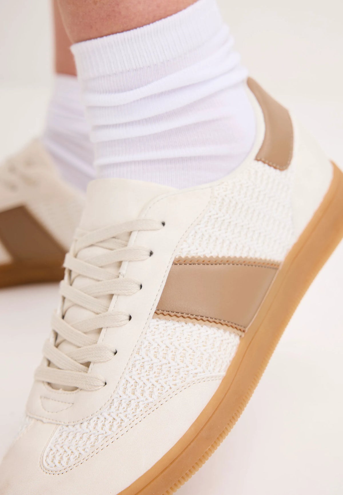 Womens Brown Retro Stripe Gum Sole Trainers