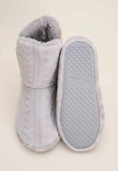 Womens Grey Fairisle Slipper Boots