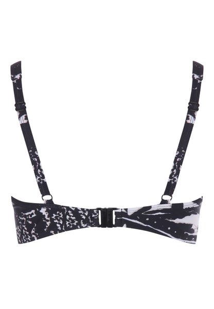 Womens Black Tie Dye Front Twist Bikini Top