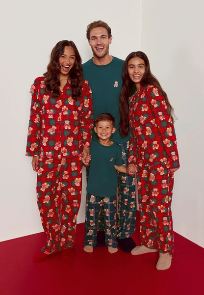 Womens Red Check Teddy Bear Family Pyjama Set