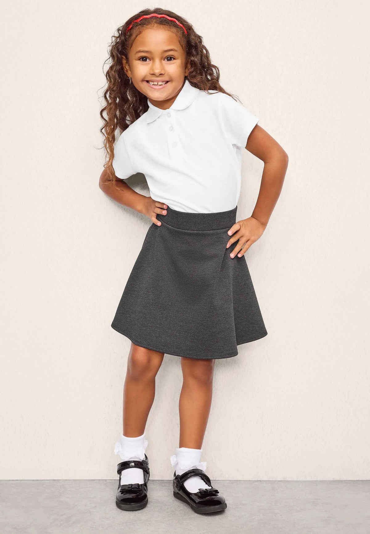Girls Charcoal Grey Plain Ponte School Skirt