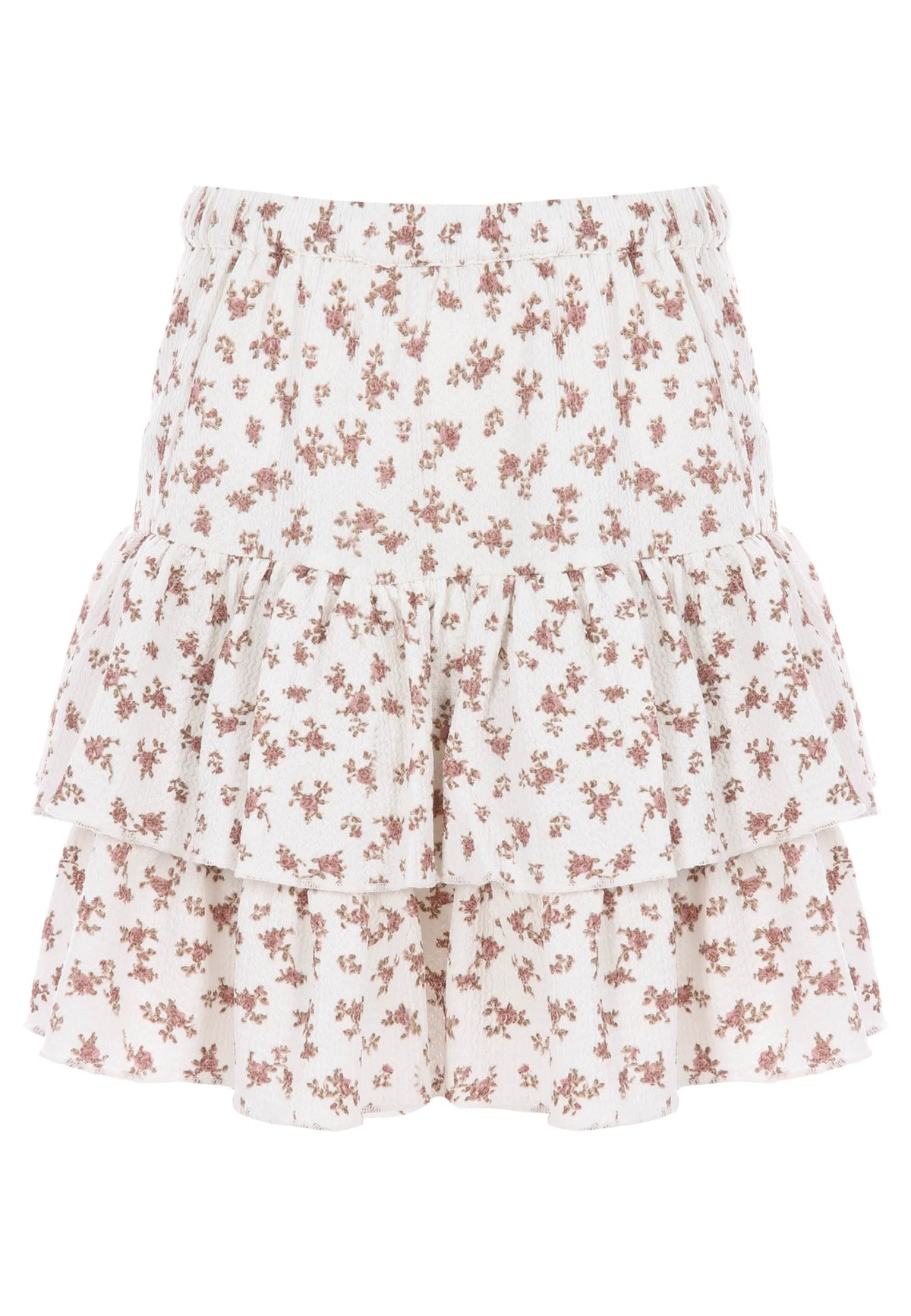 Older Girls White & Pink Floral  Ra-Ra Skirt