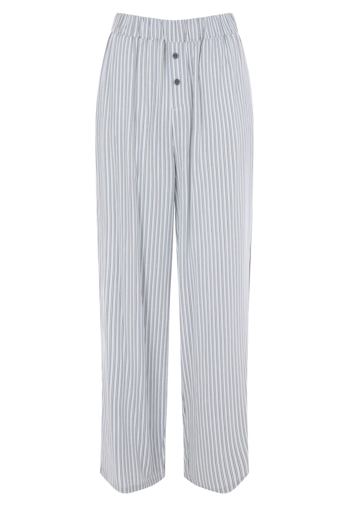 Womens Blue Woven Stripe Wide Leg Pyjama Bottoms