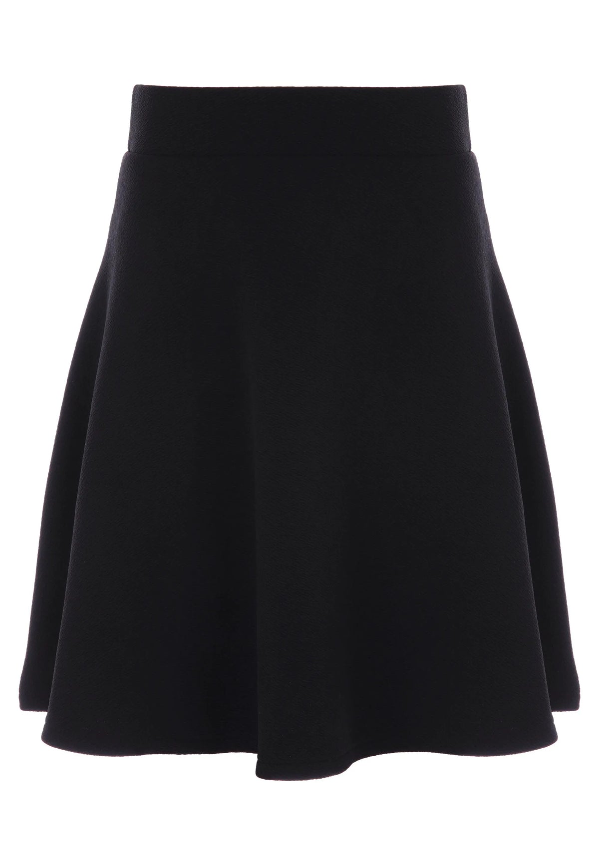 Older Girls Black Textured Skater School Skirt