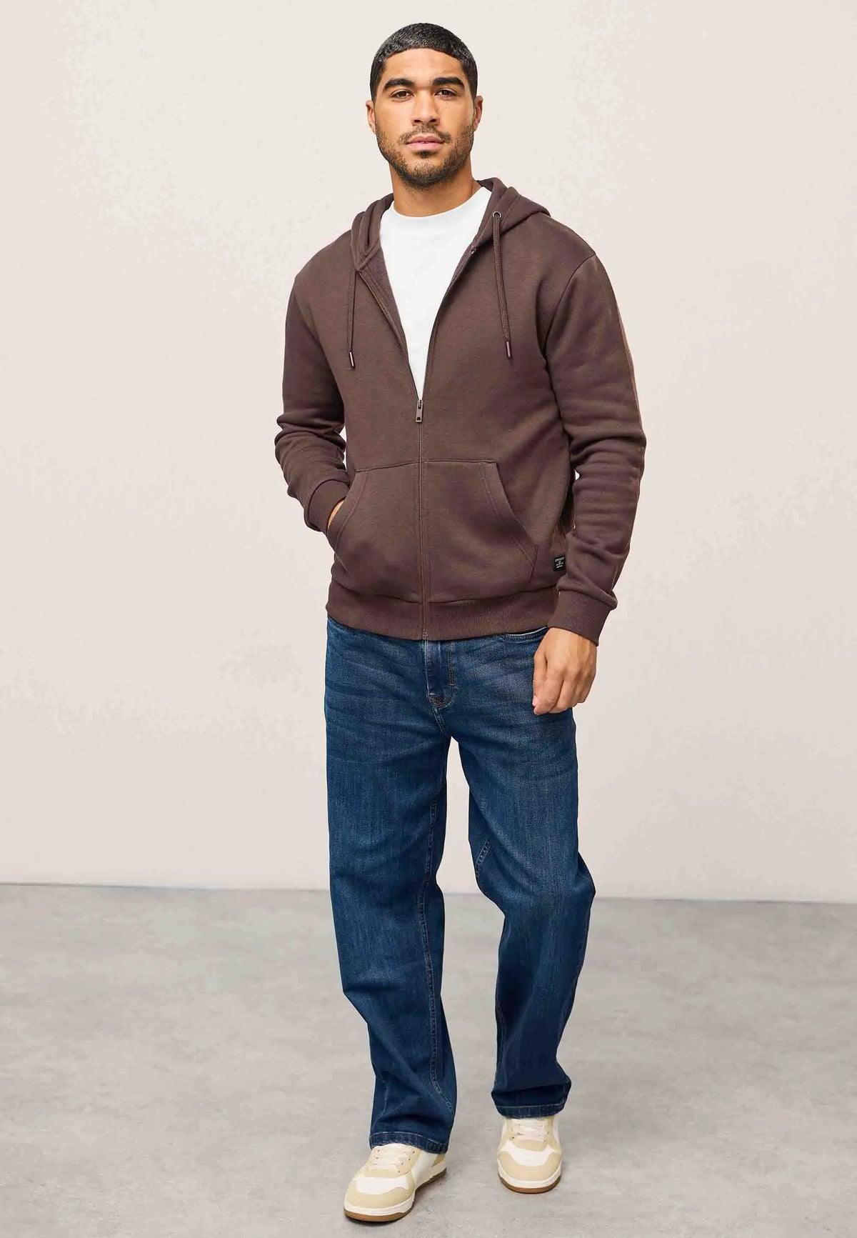 Mens Chocolate Brown Zip Thru Hoodie