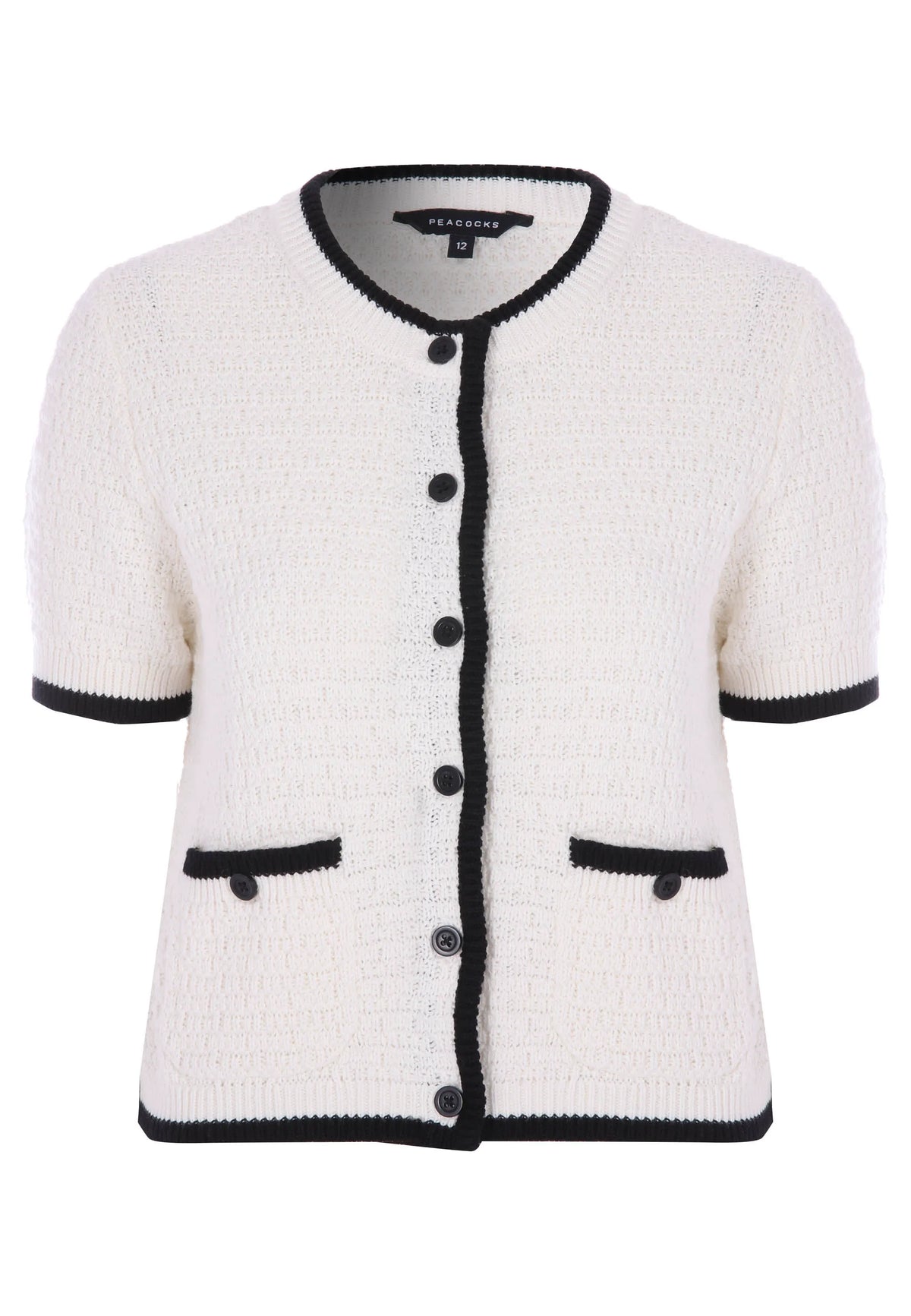 Womens Cream Textured Tipped Cardigan