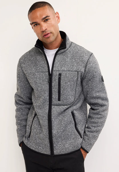 Mens Charcoal Sherpa Zip Through Sweatshirt