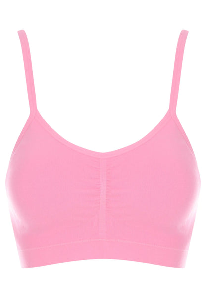 Womens Pink Thin Strap Seam Free Bra Top
