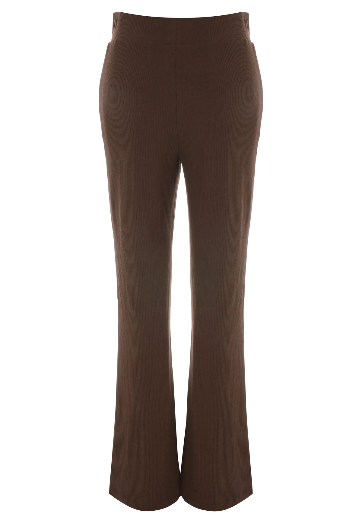Womens Brown Ribbed Fit & Flare Trousers