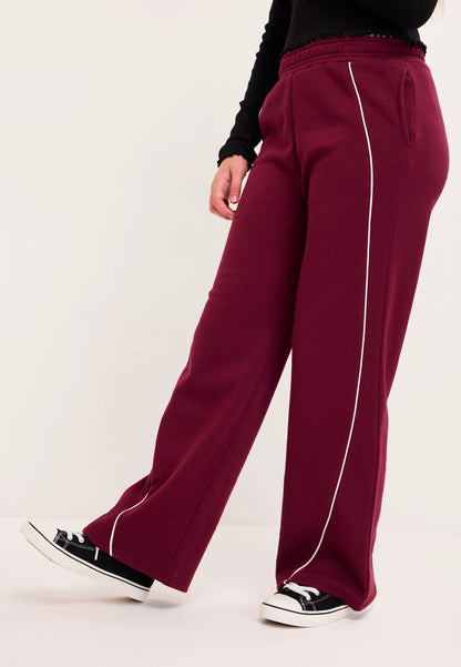 Older Girls Burgundy Piped Wide Leg Joggers