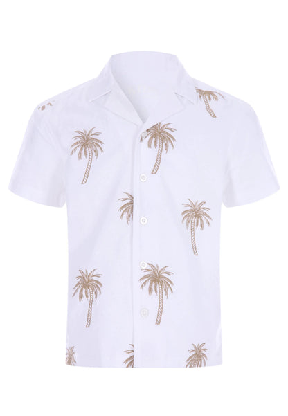 Younger Boys White Palm Tree Shirt