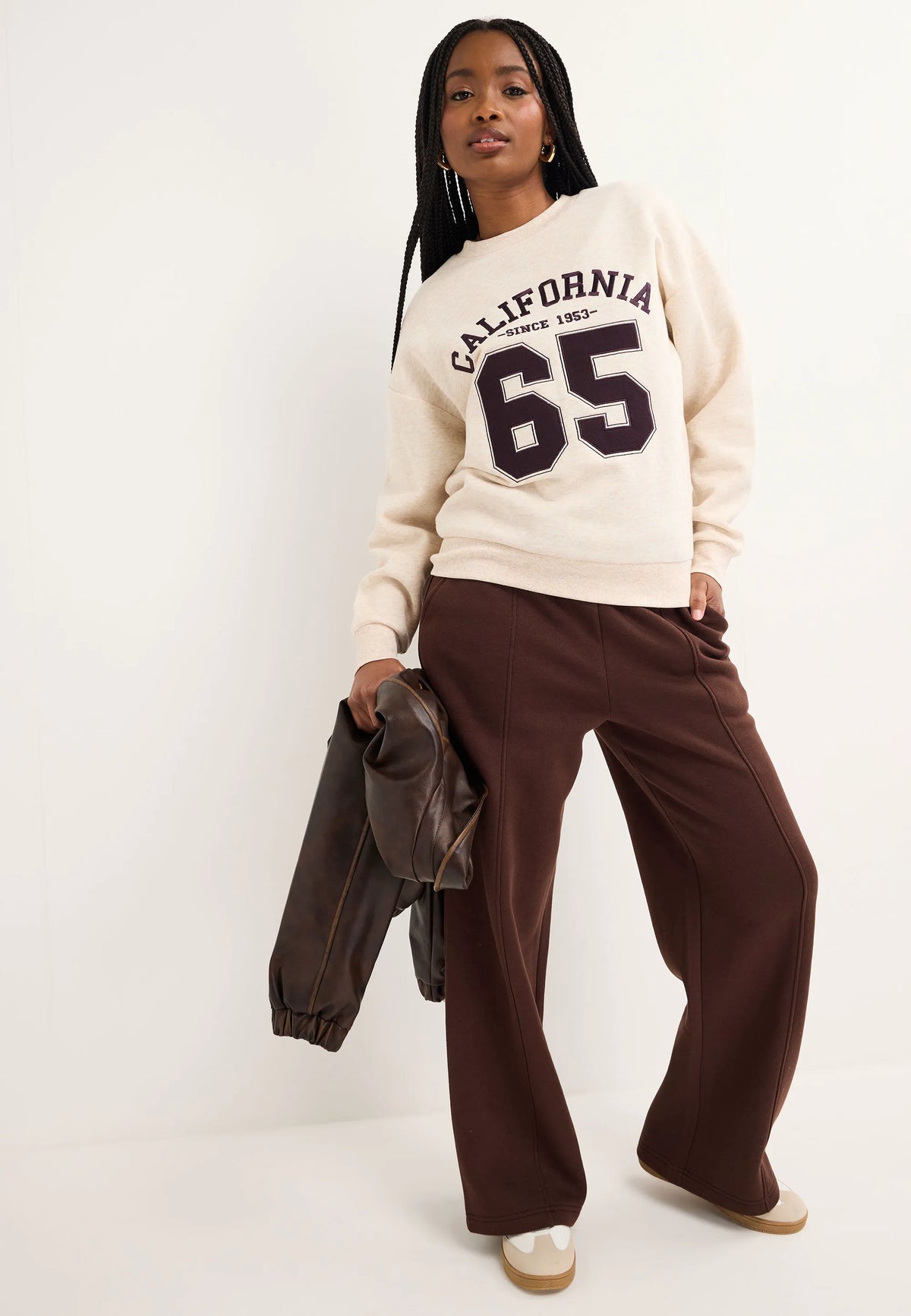 Womens Oatmeal California 65 Slogan Sweatshirt