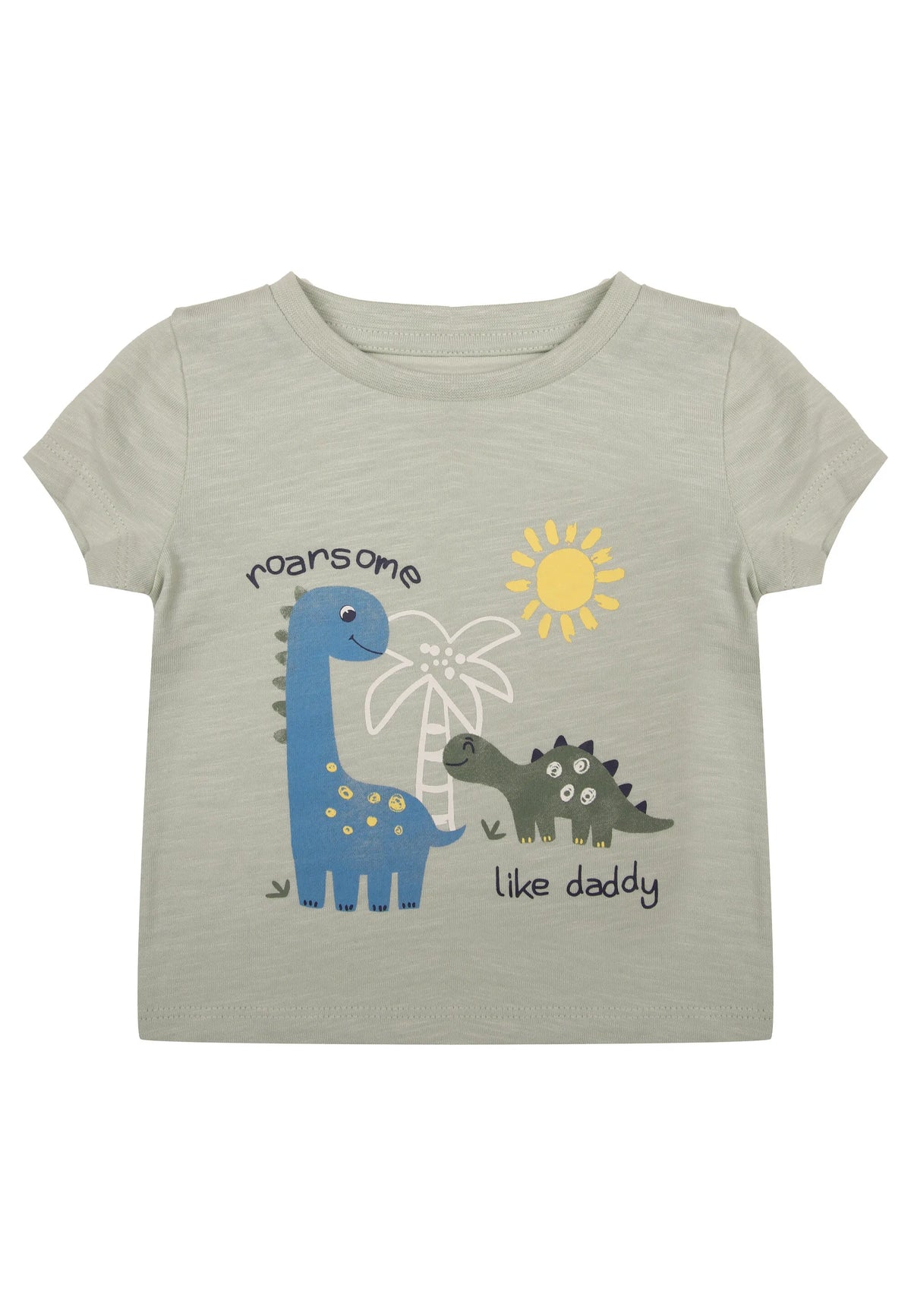 Baby Boys Mint Cotton Dinosaur Daddy T-Shirt