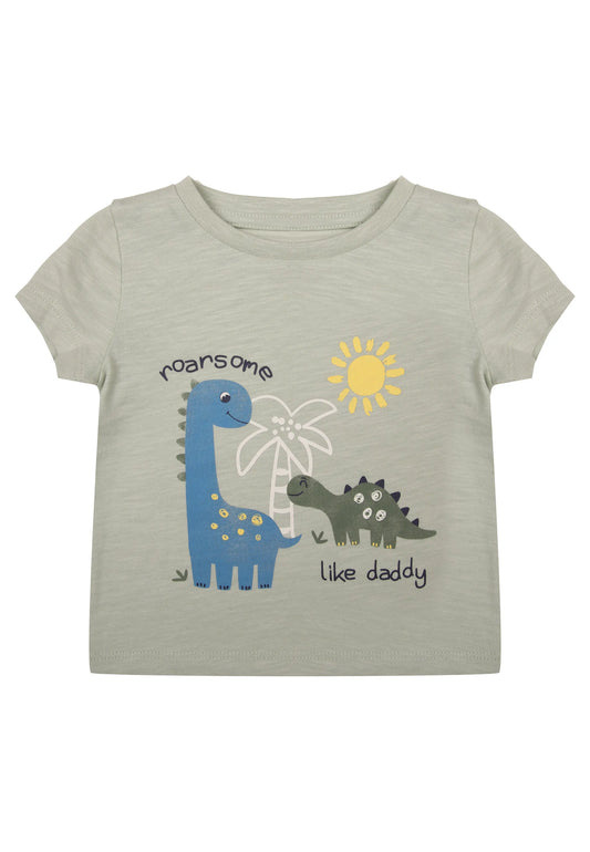 Baby Boys Mint Cotton Dinosaur Daddy T-Shirt