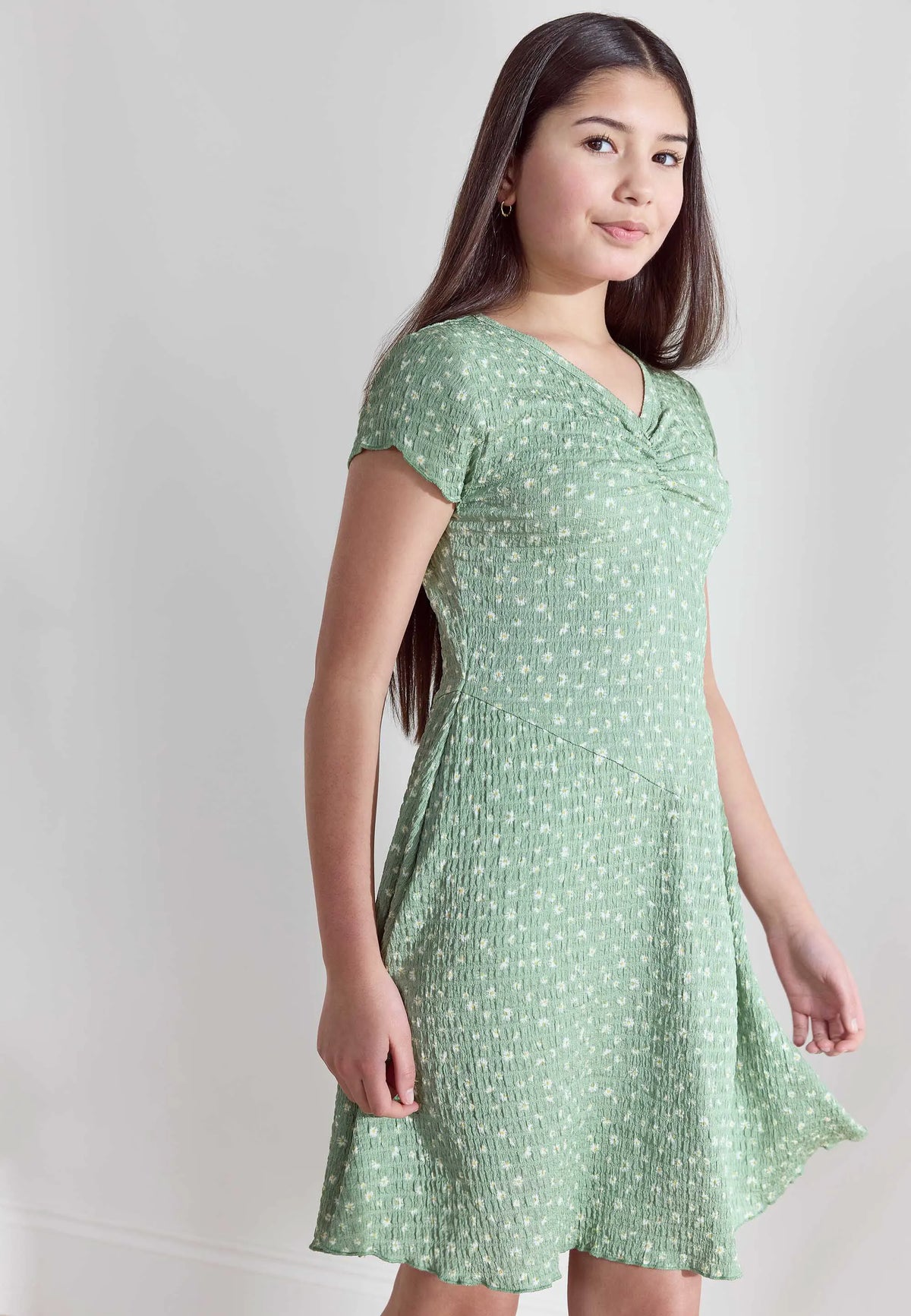 Older Girls Mint Floral Corset Dress