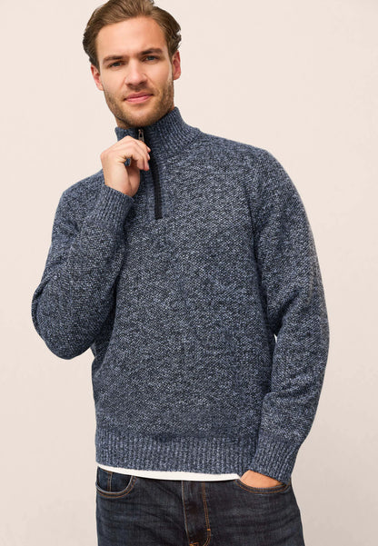 Mens Blue Sherpa Quarter Zip Jumper