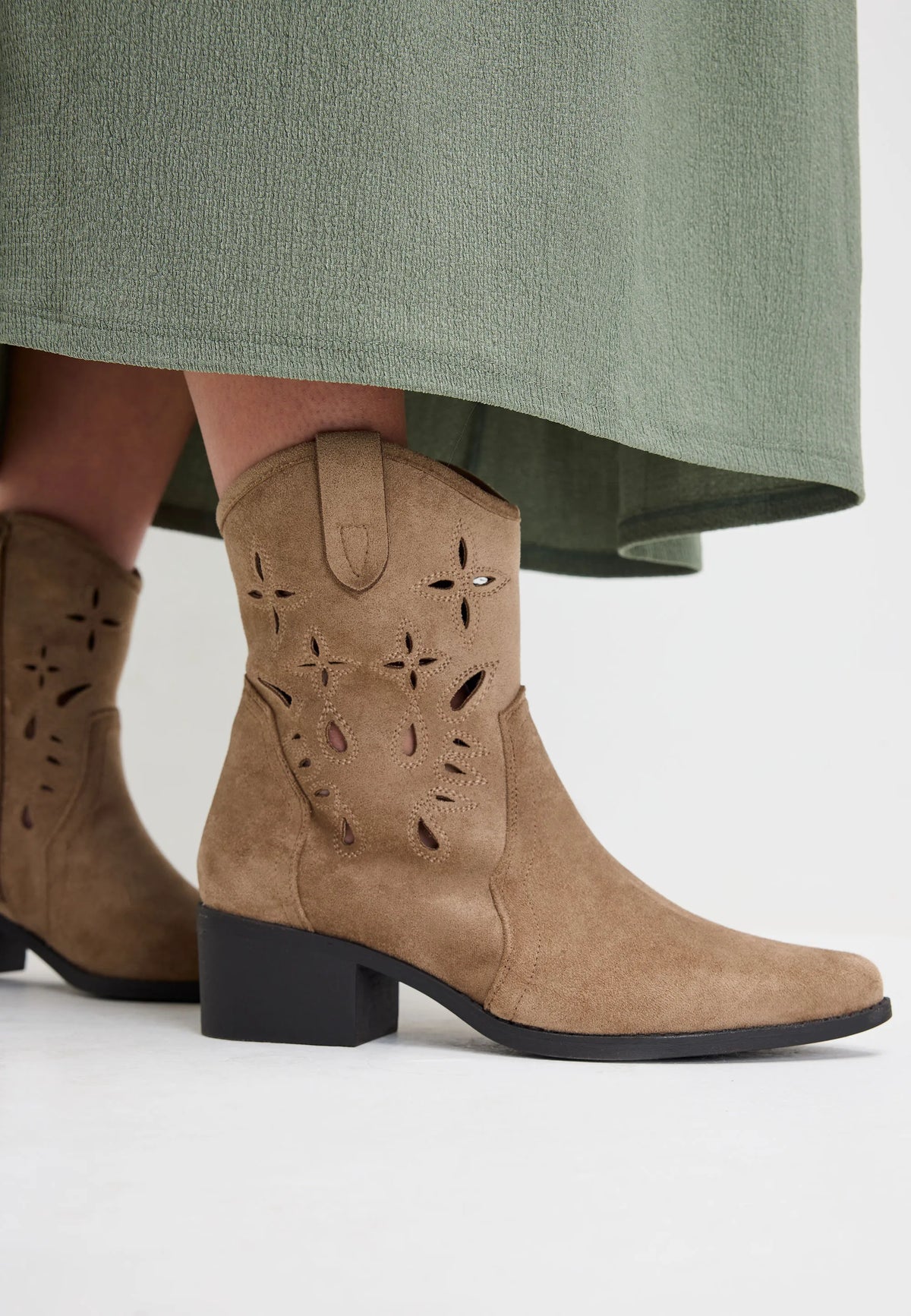 Womens Natural Western Tall Ankle Boots