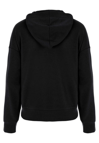 Womens Black Zip Through Hooded Sweatshirt