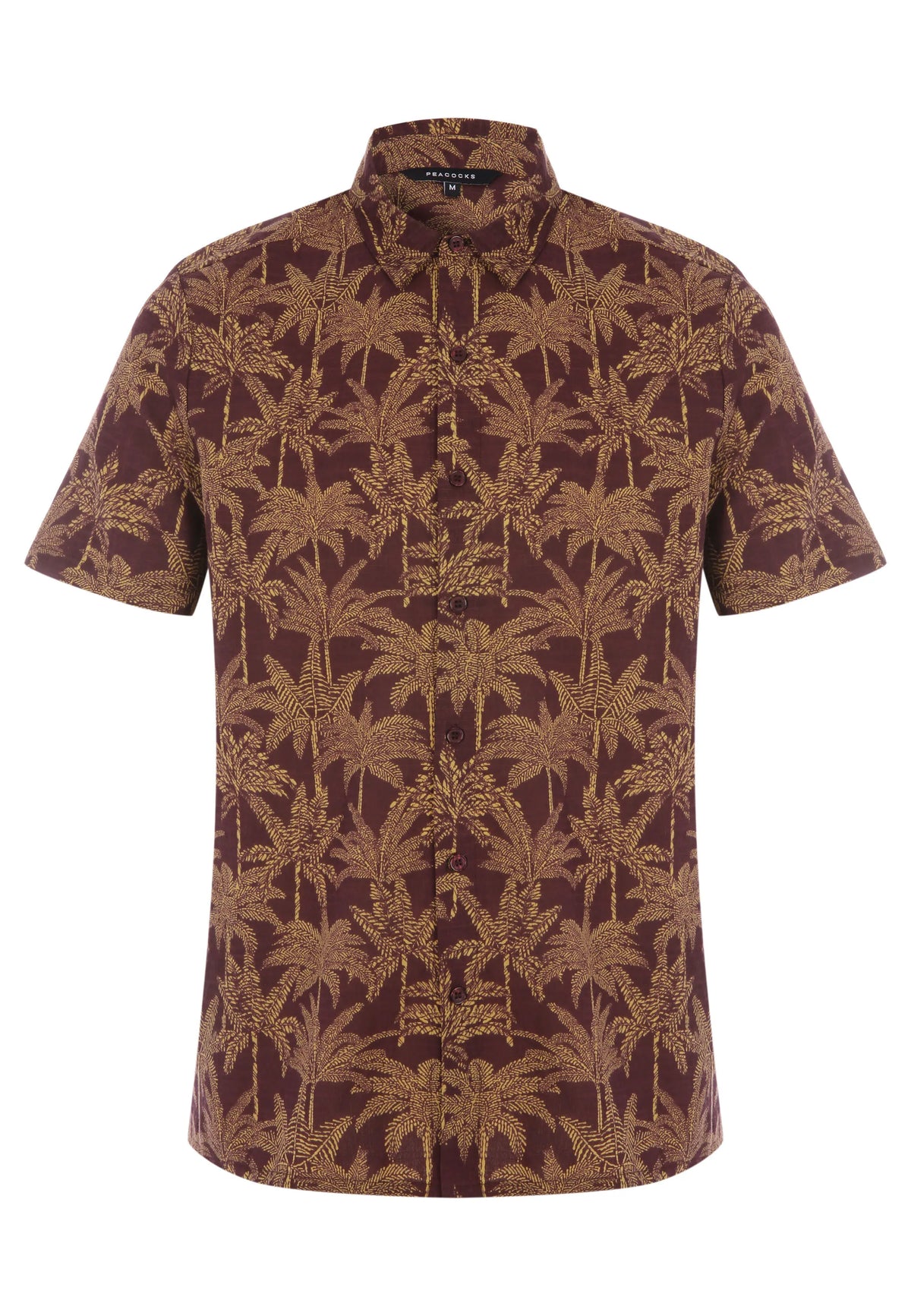 Mens Plum Palm Tree Short Sleeve Shirt