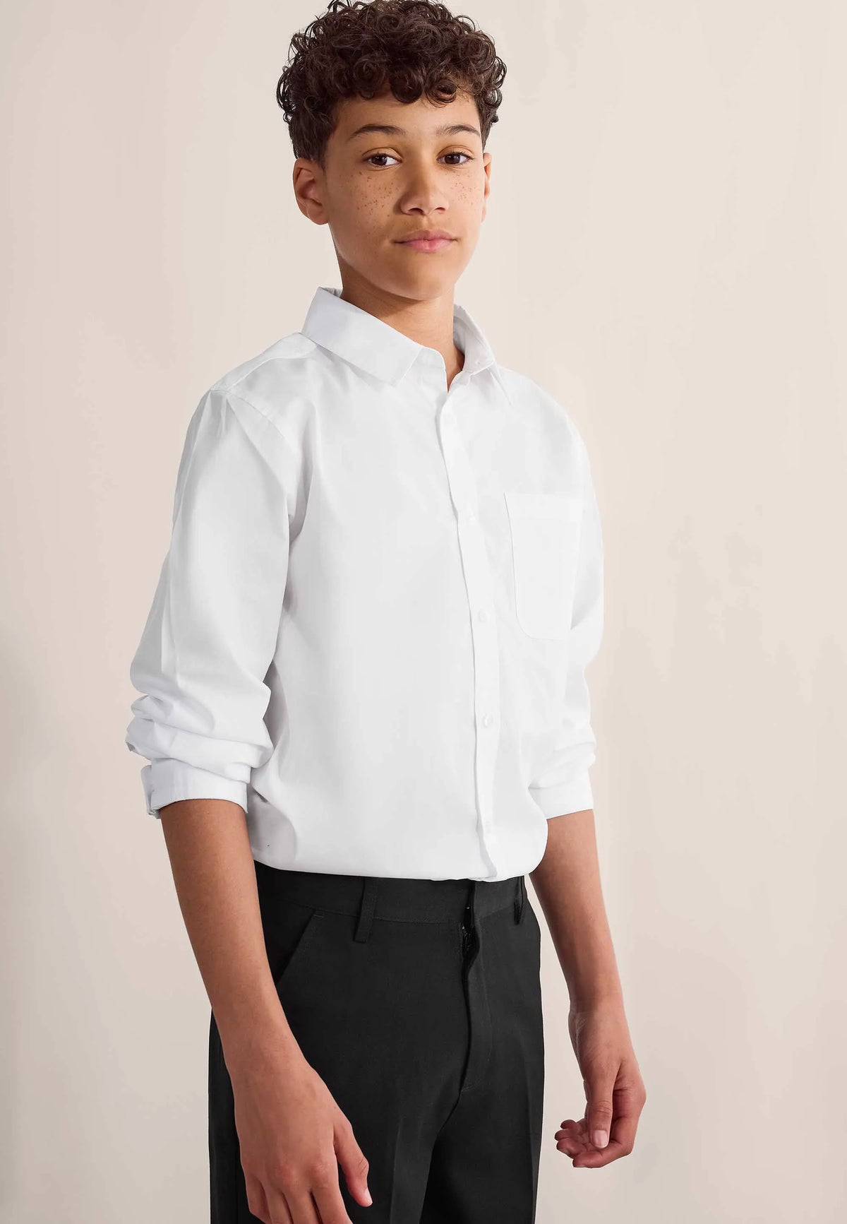 Older Boys White Long Sleeve School Shirt
