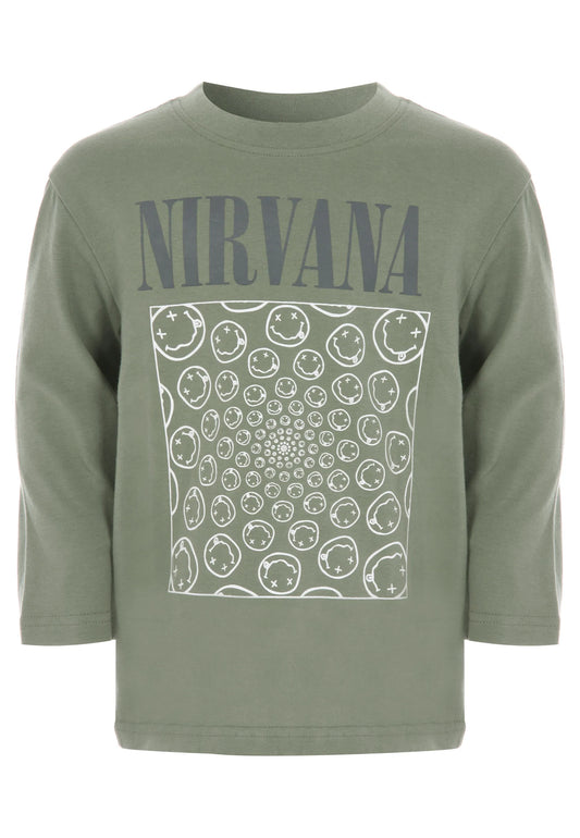 Younger Boys Green Cotton Nirvana Band T-Shirt