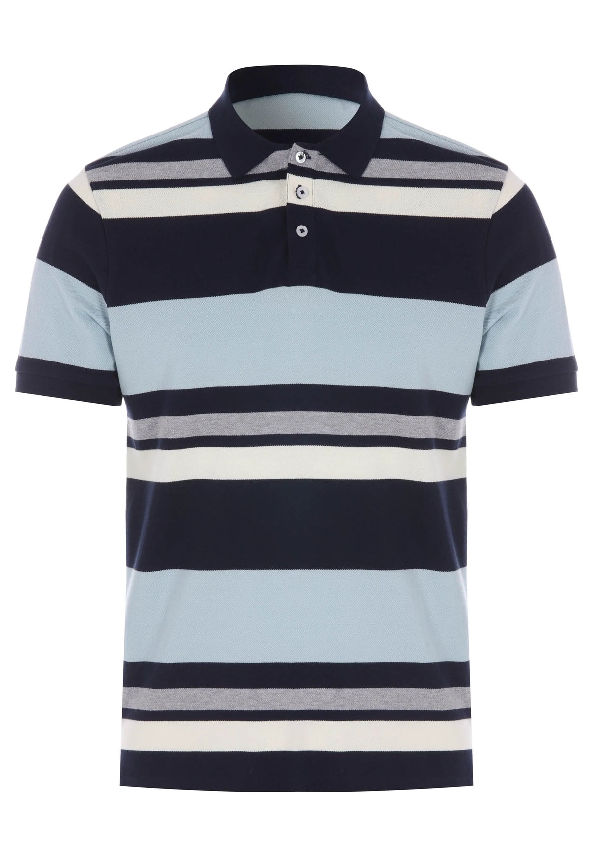 Mens Navy Blue Horizontal Stripe Polo Shirt