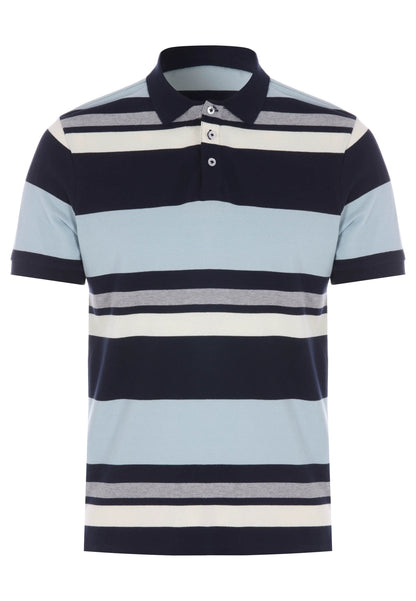 Mens Navy Blue Horizontal Stripe Polo Shirt