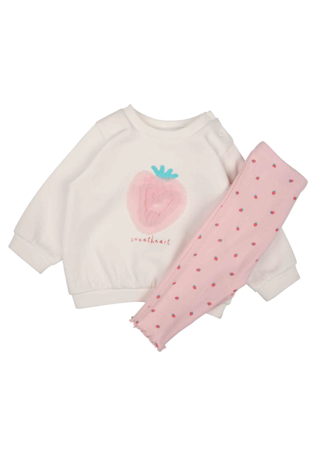 Baby Girls Cream Strawberry Sweatshirt & Leggings Set
