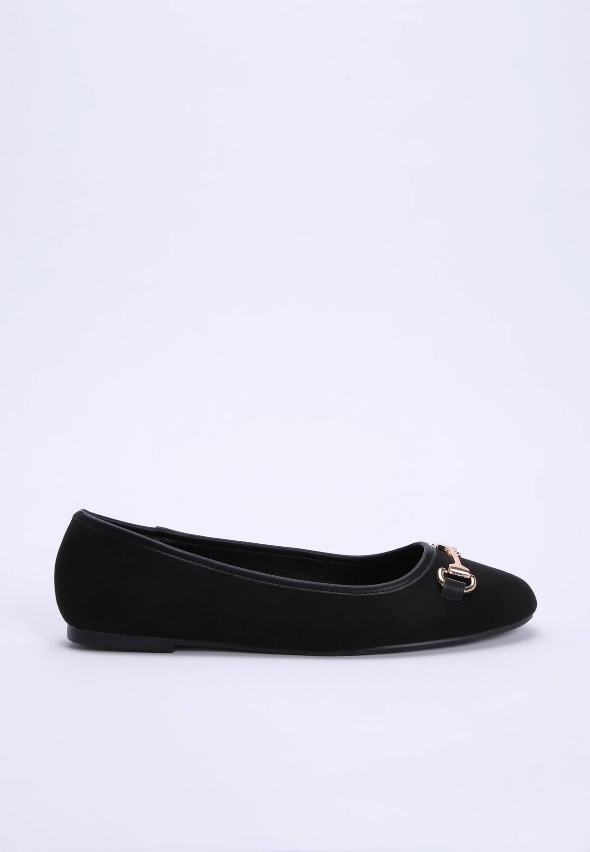 Womens Black Gold Snaffle Trim Ballet Pumps