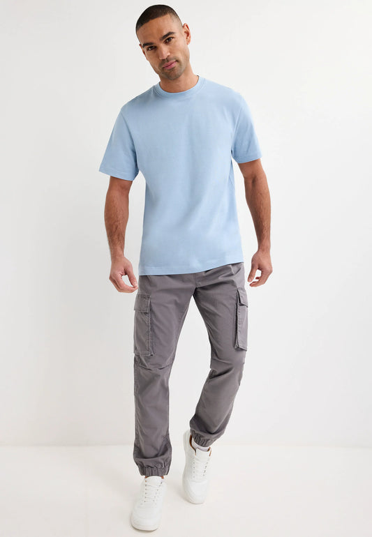 Mens Grey Cargo Cuffed Leg Trousers